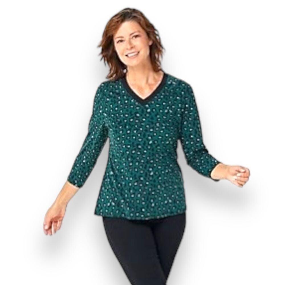 Elizabeth & Clarke - Women's Leopard Printed 3/4 Sleeve Soft Blouse - NWOT